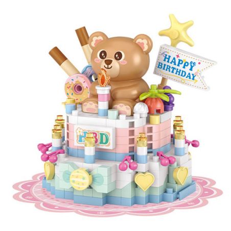 LOZ 8807 non  CHỦ NGHĨA YÊU ĐƯƠNG BÁNH GẤU bộ đồ chơi xếp lắp ráp ghép mô hình Creator SWEETHEART DOCTRINE Sáng Tạo 370 khối