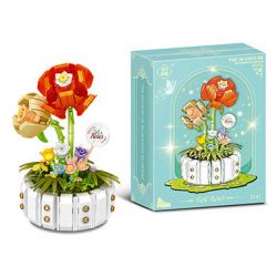 WEILE CHUANGXIANG 2141 non  HOA HỒNG bộ đồ chơi xếp lắp ráp ghép mô hình Creator Sáng Tạo 482 khối