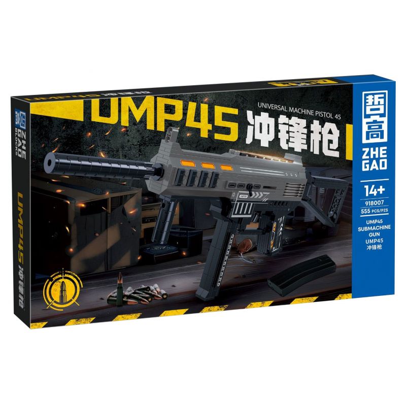 ZHEGAO 918007 non  SÚNG TIỂU LIÊN UMP45 bộ đồ chơi xếp lắp ráp ghép mô hình Military Army UNIVERSAL MACHINE PISTOL 45 Quân Sự Bộ Đội 555 khối