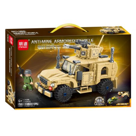MINGDI LEIBAO K0638 0638 non  COMBO PHÓNG XE BỌC THÉP PHÒNG THỦ MÌN bộ đồ chơi xếp lắp ráp ghép mô hình Military Army ANTI-MINE ARMORED VEHICLE Quân Sự Bộ Đội 406 khối