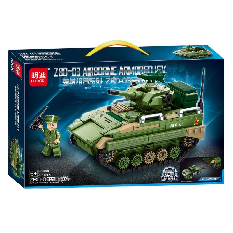 MINGDI LEIBAO K0636 0636 non  TỔ HỢP PHÓNG XE CHIẾN ĐẤU TRÊN KHÔNG ZBD-03 bộ đồ chơi xếp lắp ráp ghép mô hình Military Army ZBD-03 AIRBORNE ARMORED IFV Quân Sự Bộ Đội 428 khối
