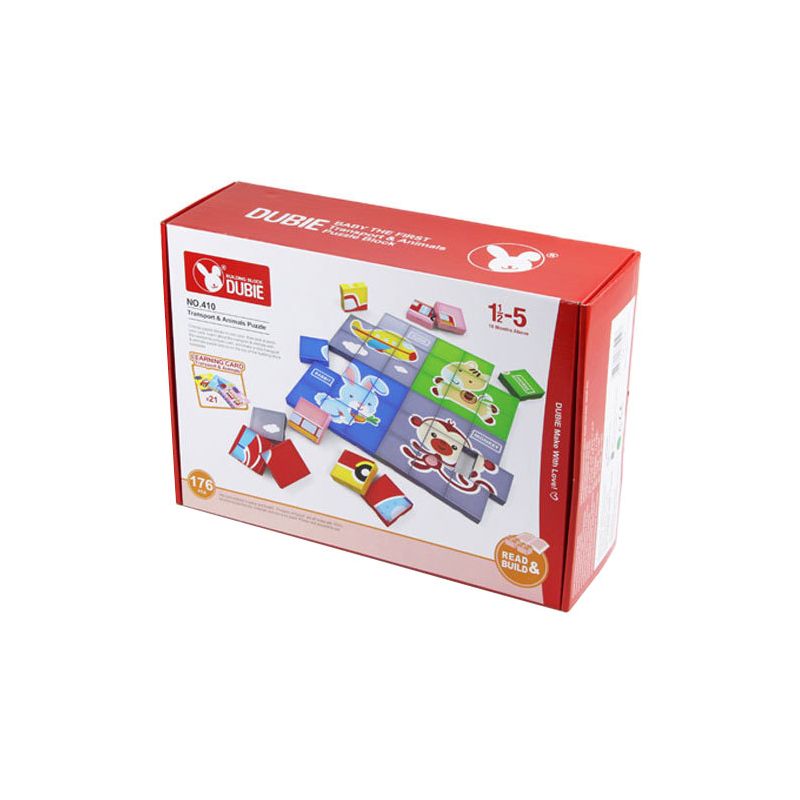 DUBIE 410 non  CÂU ĐỐ GIAO THÔNG VÀ ĐỘNG VẬT bộ đồ chơi xếp lắp ráp ghép mô hình Pre-School TRAFFIC & ANIMAL PUZZLE Mẫu Giáo 176 khối