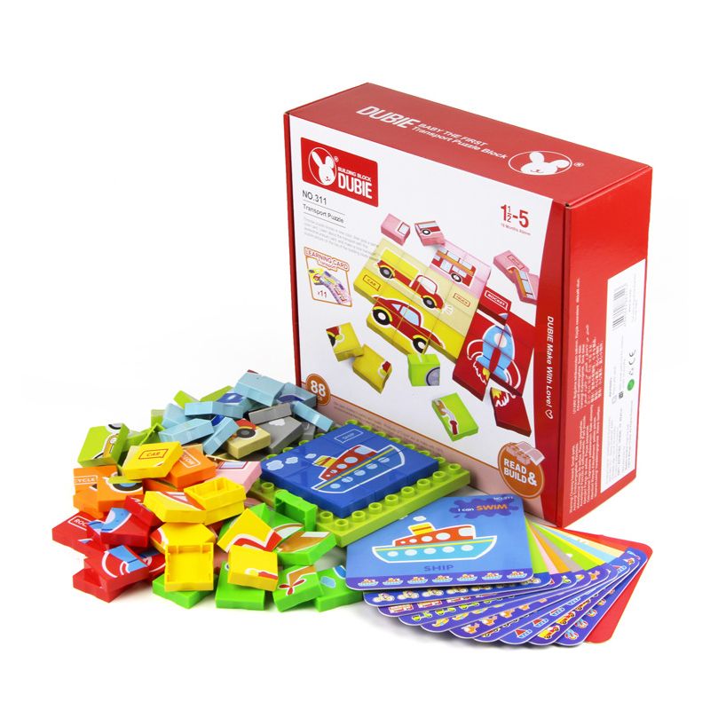 DUBIE 311 non  CÂU ĐỐ GIAO THÔNG bộ đồ chơi xếp lắp ráp ghép mô hình Pre-School TRANSPORT PUZZLE Mẫu Giáo 88 khối