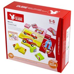 DUBIE 311 non  CÂU ĐỐ GIAO THÔNG bộ đồ chơi xếp lắp ráp ghép mô hình Pre-School TRANSPORT PUZZLE Mẫu Giáo 88 khối
