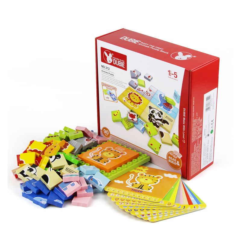 DUBIE 312 non  CÂU ĐỐ VỀ ĐỘNG VẬT bộ đồ chơi xếp lắp ráp ghép mô hình Pre-School Mẫu Giáo 90 khối