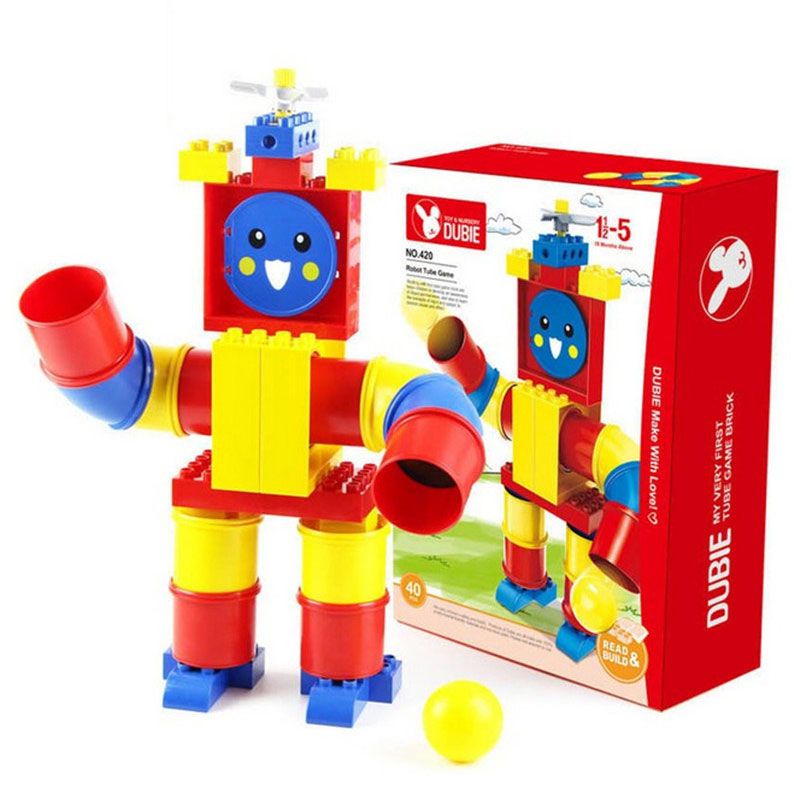 DUBIE 420 non  ROBOT TRÒ CHƠI ỐNG bộ đồ chơi xếp lắp ráp ghép mô hình Pre-School Mẫu Giáo 40 khối