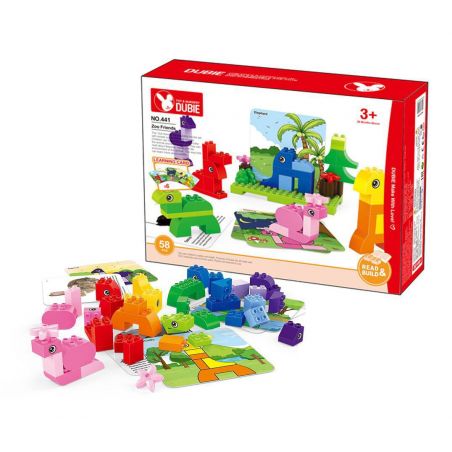 DUBIE 441 non  BẠN BÈ SỞ THÚ bộ đồ chơi xếp lắp ráp ghép mô hình Pre-School ZOO  Mẫu Giáo 58 khối