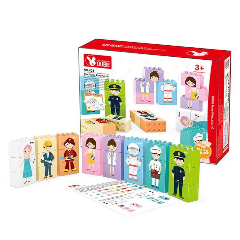 DUBIE 403 non  CÂU ĐỐ NHÂN VẬT VUI NHỘN bộ đồ chơi xếp lắp ráp ghép mô hình Pre-School THE FUNNY ROLE PUZZLE Mẫu Giáo 24 khối