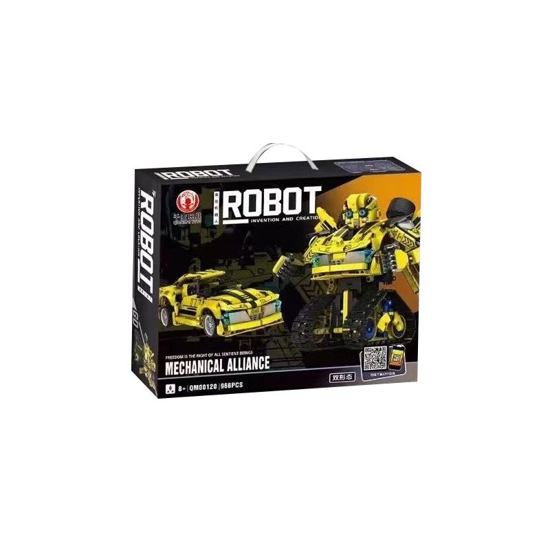 QIANMAI QM00120 00120 non  CÔNG NGHỆ BIẾN HÌNH XE KHOA HỌC VÀ ROBOT GIÁO DỤC BUMBLEBEE bộ đồ chơi xếp lắp ráp ghép mô hình  Kỹ Thuật Công Nghệ Cao Mô Hình Phương Tiện 966 khối