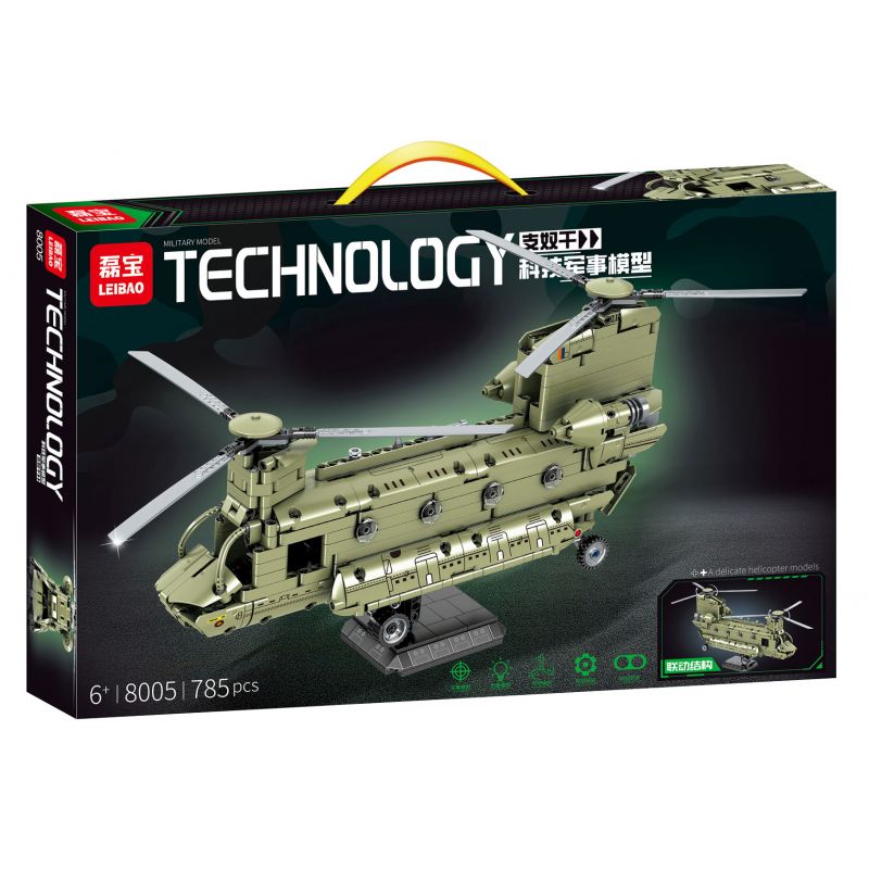 MINGDI LEIBAO 8005 non  MÔ HÌNH QUÂN SỰ CÔNG NGHỆ TRỰC THĂNG VẬN TẢI CHINOOK bộ đồ chơi xếp lắp ráp ghép mô hình Military Army CH-47 HELICOPTER Quân Sự Bộ Đội 785 khối
