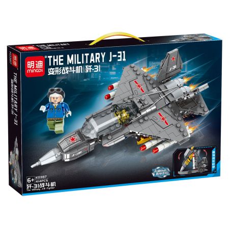 MINGDI LEIBAO K0387 0387 non  MÁY BAY CHIẾN ĐẤU BIẾN HÌNH J-31 bộ đồ chơi xếp lắp ráp ghép mô hình Military Army THE MILITARY J-31 Quân Sự Bộ Đội 414 khối