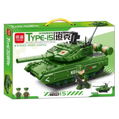 MINGDI LEIBAO K0391 0391 non  XE KÉO TĂNG HẠNG NHẸ TYPE 15 bộ đồ chơi xếp lắp ráp ghép mô hình Military Army Quân Sự Bộ Đội 426 khối