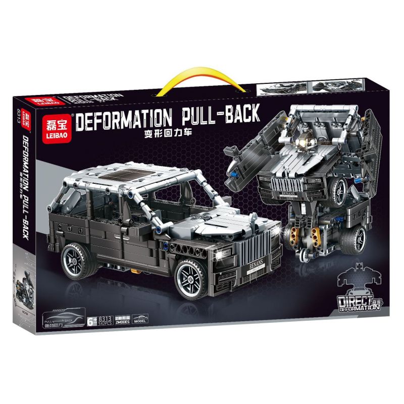 LEIBAO 8313 non  XE KÉO BIẾN HÌNH MÀU XÁM bộ đồ chơi xếp lắp ráp ghép mô hình  DEFORMATION PULL-BACK Kỹ Thuật Công Nghệ Cao Mô Hình Phương Tiện 542 khối