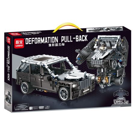 LEIBAO 8313 non  XE KÉO BIẾN HÌNH MÀU XÁM bộ đồ chơi xếp lắp ráp ghép mô hình  DEFORMATION PULL-BACK Kỹ Thuật Công Nghệ Cao Mô Hình Phương Tiện 542 khối