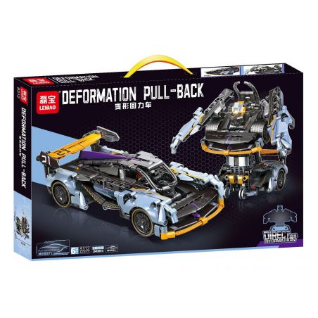 LEIBAO 8312 non  XE KÉO BIẾN HÌNH bộ đồ chơi xếp lắp ráp ghép mô hình  DEFORMATION PULL-BACK Kỹ Thuật Công Nghệ Cao Mô Hình Phương Tiện 487 khối