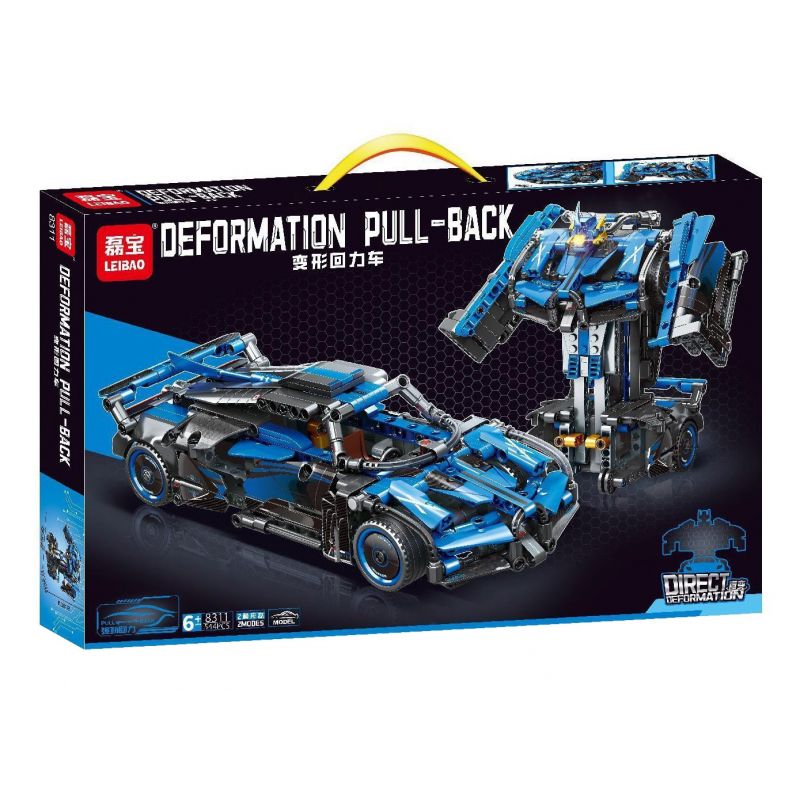 LEIBAO 8311 non  XE PULL BACK BIẾN HÌNH MÀU XANH bộ đồ chơi xếp lắp ráp ghép mô hình  DEFORMATION PULL-BACK Kỹ Thuật Công Nghệ Cao Mô Hình Phương Tiện 544 khối