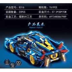 LEIBAO 8316 non  XE THỂ THAO BÓNG XANH QUỶ tỷ lệ 1:14 bộ đồ chơi xếp lắp ráp ghép mô hình  SUPERCAR Kỹ Thuật Công Nghệ Cao Mô Hình Phương Tiện 761 khối