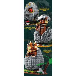 KAIDO KD99009 99009 non  THẾ GIỚI KHỦNG LONG THOÁT KHỎI VỎ 3 MÔ HÌNH VELOCIRAPTOR ANKYLOSAURUS TRICERATOPS bộ đồ chơi xếp lắp ráp ghép mô hình DINOSAUR WORLD 1488 khối