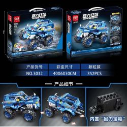 LEDIPIN 3032 non  ĐUA XE KÉO NGƯỢC TẢI QUÁI VẬT MÀU XANH TRỞ LẠI bộ đồ chơi xếp lắp ráp ghép mô hình  SUPERCROES Kỹ Thuật Công Nghệ Cao Mô Hình Phương Tiện 352 khối