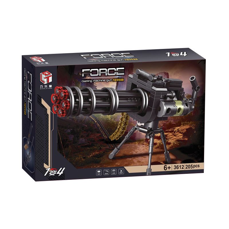 QIAO LE TONG 3612 non  GATLING bộ đồ chơi xếp lắp ráp ghép mô hình Military Army GATLING MACHINE GUN Quân Sự Bộ Đội 205 khối