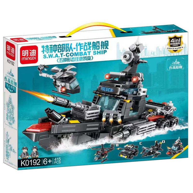 JIQILE K0192 0192 non  LỰC LƯỢNG ĐẶC BIỆT TÀU CHIẾN bộ đồ chơi xếp lắp ráp ghép mô hình City SWAT COMBAT SHIP Thành Phố 415 khối