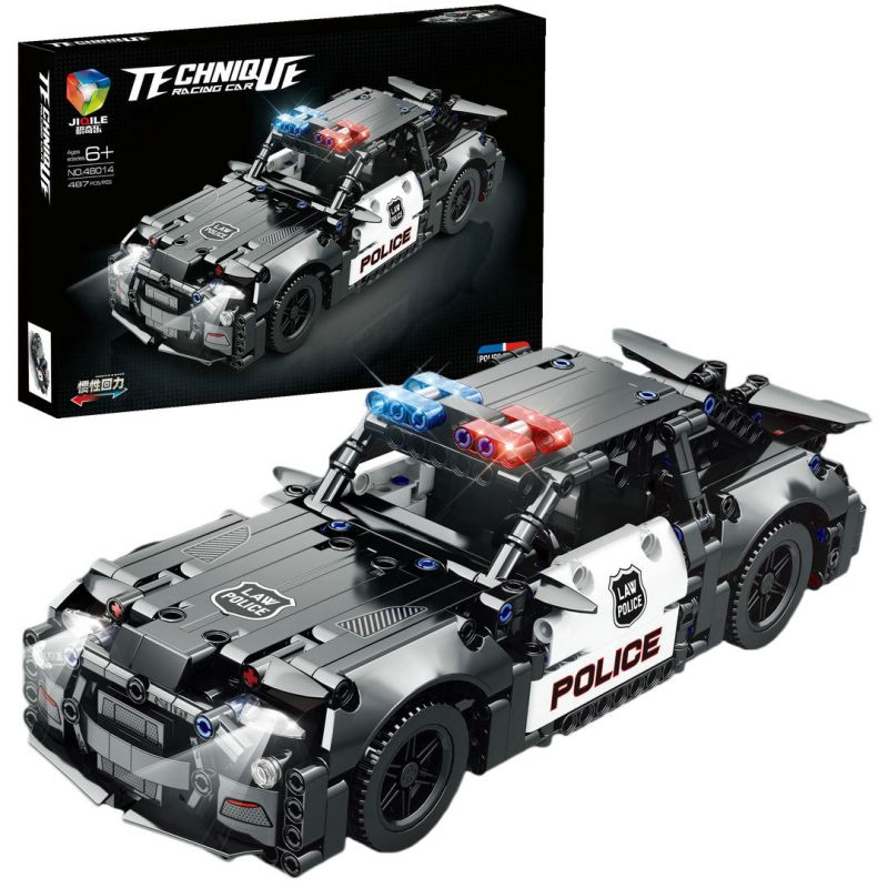 JIQILE 48014 non  XE CẢNH SÁT KÉO LẠI bộ đồ chơi xếp lắp ráp ghép mô hình  Kỹ Thuật Công Nghệ Cao Mô Hình Phương Tiện 487 khối