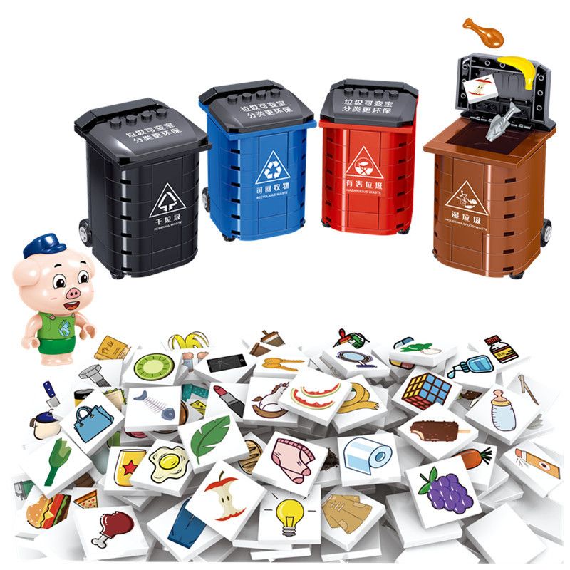 ZHEGAO QL1495 1495 non  HỘP PHÂN LOẠI RÁC bộ đồ chơi xếp lắp ráp ghép mô hình Board Games 305 khối