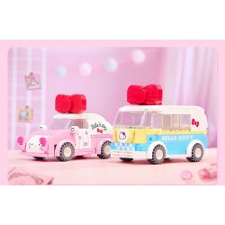 KEEPPLEY K20805 20805 non  XE SANRIO Ô TÔ MINI HELLO KITTY bộ đồ chơi xếp lắp ráp ghép mô hình