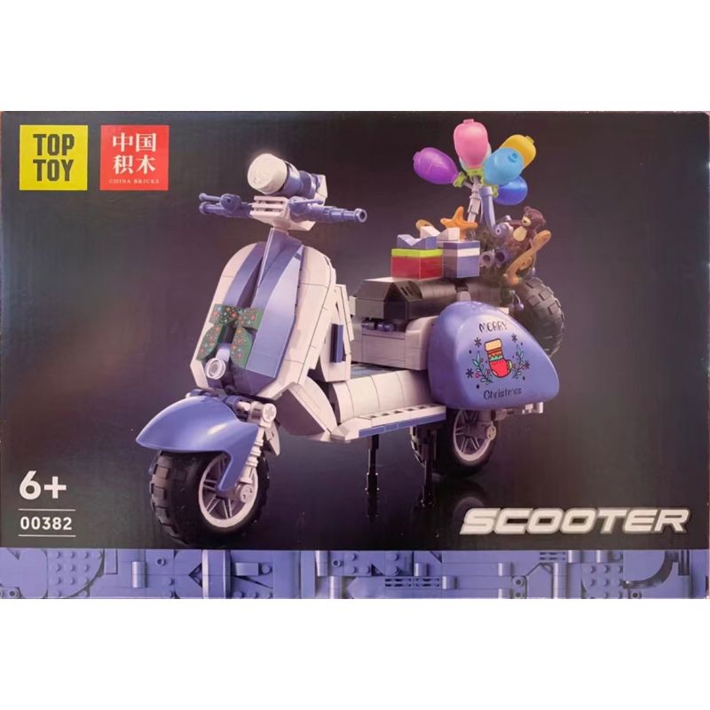 ZHEGAO 00382 non  NIỀM VUI MÙA HÈ XE MÔ TÔ GIÁNG SINH bộ đồ chơi xếp lắp ráp ghép mô hình Creator MERRY CHRISTMAS SCOOTER Sáng Tạo