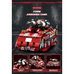 REOBRIX 33003 non  KHỦNG LONG CƠ KHÍ BA BIẾN HÌNH TRICERATOPS XE TĂNG BỌC THÉP MECHA bộ đồ chơi xếp lắp ráp ghép mô hình Creator MECHA DINO MECHA TRICERATOPS Sáng Tạo 930 khối