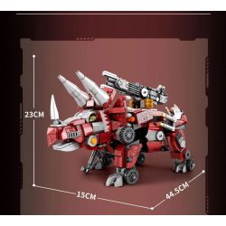 REOBRIX 33003 non  KHỦNG LONG CƠ KHÍ BA BIẾN HÌNH TRICERATOPS XE TĂNG BỌC THÉP MECHA bộ đồ chơi xếp lắp ráp ghép mô hình Creator MECHA DINO MECHA TRICERATOPS Sáng Tạo 930 khối