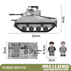 FORANGE FC4005 4005 non  VŨ KHÍ OVERLORD XE TĂNG CHIẾN ĐẤU CHỦ LỰC M4A3 bộ đồ chơi xếp lắp ráp ghép mô hình Military Army M4A3 MAIN BATTLE TANK Quân Sự Bộ Đội 350 khối
