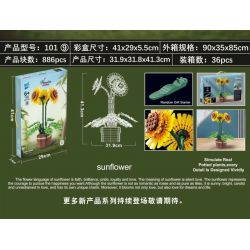 ZUANMA 101-9 non  HOA HƯỚNG DƯƠNG bộ đồ chơi xếp lắp ráp ghép mô hình Creator SUNFLOWER Sáng Tạo 886 khối