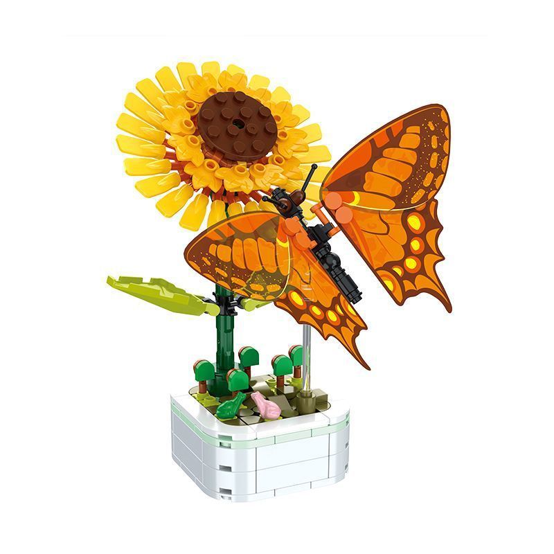 ZUANMA 103-F3 non  CHẬU CÂY BƯỚM bộ đồ chơi xếp lắp ráp ghép mô hình Creator Sáng Tạo 219 khối