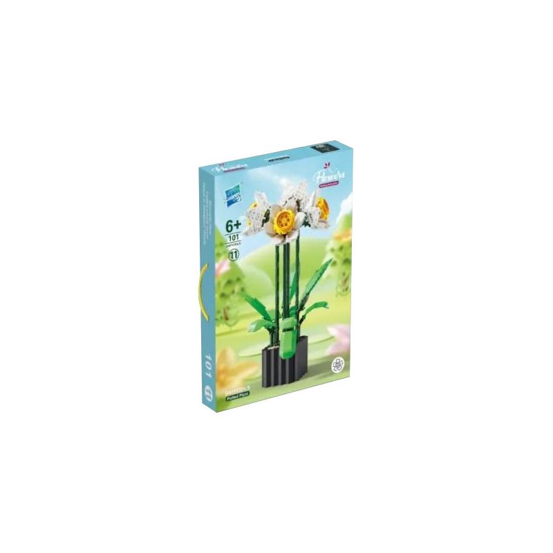 ZUANMA 101-11 non  HOA THỦY TIÊN bộ đồ chơi xếp lắp ráp ghép mô hình Creator DAFFODILS Sáng Tạo 838 khối