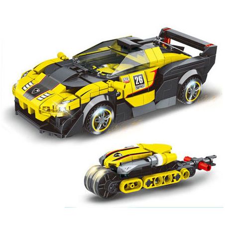 MINGDI LEIBAO 10132 non  XE PHÓNG MÀU VÀNG bộ đồ chơi xếp lắp ráp ghép mô hình Racers Đua Tốc Độ 412 khối