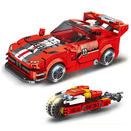 MINGDI LEIBAO 10130 non  XE PHÓNG MÀU ĐỎ bộ đồ chơi xếp lắp ráp ghép mô hình Racers Đua Tốc Độ 426 khối