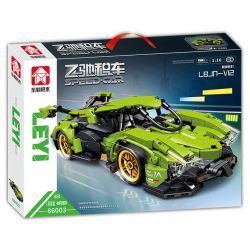 LE YI 86003 non  XE MUI TRẦN LAMBORGHINI V12 VISION GT tỷ lệ 1:16 bộ đồ chơi xếp lắp ráp ghép mô hình Creator Sáng Tạo 668 khối