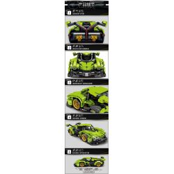 LE YI 86003 non  XE MUI TRẦN LAMBORGHINI V12 VISION GT tỷ lệ 1:16 bộ đồ chơi xếp lắp ráp ghép mô hình Creator Sáng Tạo 668 khối