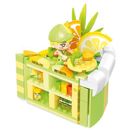 SEMBO 615034 non  HÀNH TINH KẸO NHÀ NƯỚC CAM CHANH BÁNH ẤM bộ đồ chơi xếp lắp ráp ghép mô hình 213 khối