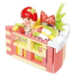 SEMBO 615030 non  HÀNH TINH KẸO NGÔI NHÀ GIẢI TRÍ STRAWBERRY VELVET BÁNH ẤM ÁP bộ đồ chơi xếp lắp ráp ghép mô hình 228 khối