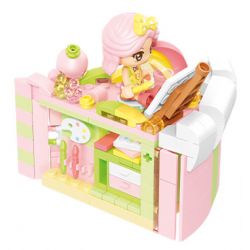 SEMBO 615028 non  HÀNH TINH KẸO PHÒNG TRANH BONG BÓNG ĐÀO NGÔI NHÀ BÁNH ẤM ÁP bộ đồ chơi xếp lắp ráp ghép mô hình 219 khối