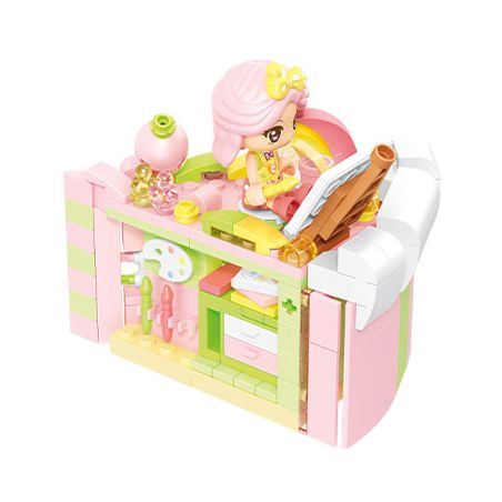 SEMBO 615028 non  HÀNH TINH KẸO PHÒNG TRANH BONG BÓNG ĐÀO NGÔI NHÀ BÁNH ẤM ÁP bộ đồ chơi xếp lắp ráp ghép mô hình 219 khối