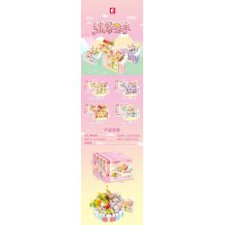 SEMBO 615028 non  HÀNH TINH KẸO PHÒNG TRANH BONG BÓNG ĐÀO NGÔI NHÀ BÁNH ẤM ÁP bộ đồ chơi xếp lắp ráp ghép mô hình 219 khối