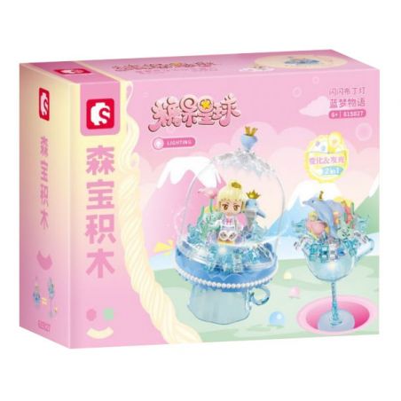 SEMBO 615027 non  THÚ CƯNG DỄ THƯƠNG ĐÔNG LẠNH CÂU CHUYỆN GIẤC MƠ XANH ĐÈN BÁNH PUDDING LẤP LÁNH bộ đồ chơi xếp lắp ráp ghép mô hình 103 khối