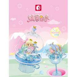 SEMBO 615027 non  THÚ CƯNG DỄ THƯƠNG ĐÔNG LẠNH CÂU CHUYỆN GIẤC MƠ XANH ĐÈN BÁNH PUDDING LẤP LÁNH bộ đồ chơi xếp lắp ráp ghép mô hình 103 khối