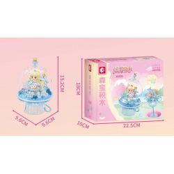 SEMBO 615027 non  THÚ CƯNG DỄ THƯƠNG ĐÔNG LẠNH CÂU CHUYỆN GIẤC MƠ XANH ĐÈN BÁNH PUDDING LẤP LÁNH bộ đồ chơi xếp lắp ráp ghép mô hình 103 khối