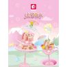 SEMBO 615024 non  THÚ CƯNG ĐÔNG LẠNH DỄ THƯƠNG DÂU TÂY MÀU HỒNG VÀ ĐÈN BÁNH PUDDING LẤP LÁNH bộ đồ chơi xếp lắp ráp ghép mô hình 95 khối
