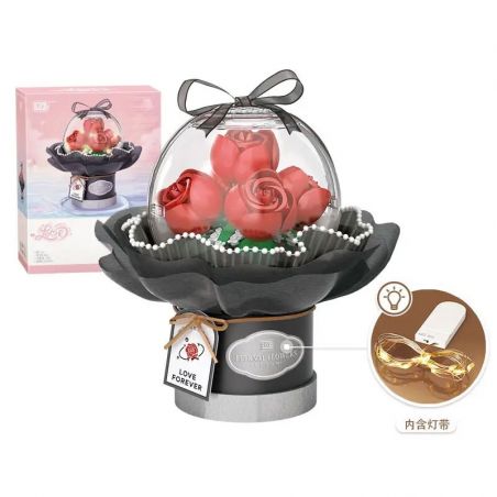 LOZ 1300 non  BÓ HOA BOBO HỒNG ĐỎ CỔ ĐIỂN bộ đồ chơi xếp lắp ráp ghép mô hình Creator Sáng Tạo 305 khối