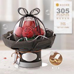 LOZ 1300 non  BÓ HOA BOBO HỒNG ĐỎ CỔ ĐIỂN bộ đồ chơi xếp lắp ráp ghép mô hình Creator Sáng Tạo 305 khối